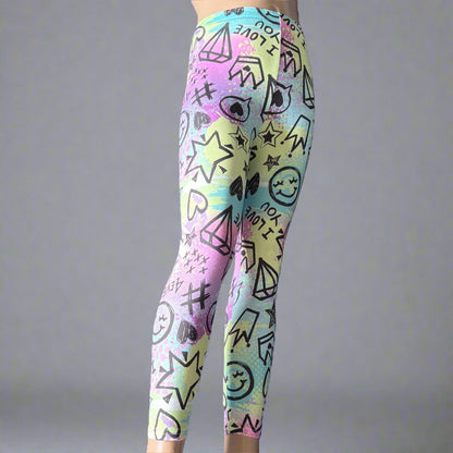 Cool scrawl design full length leggings