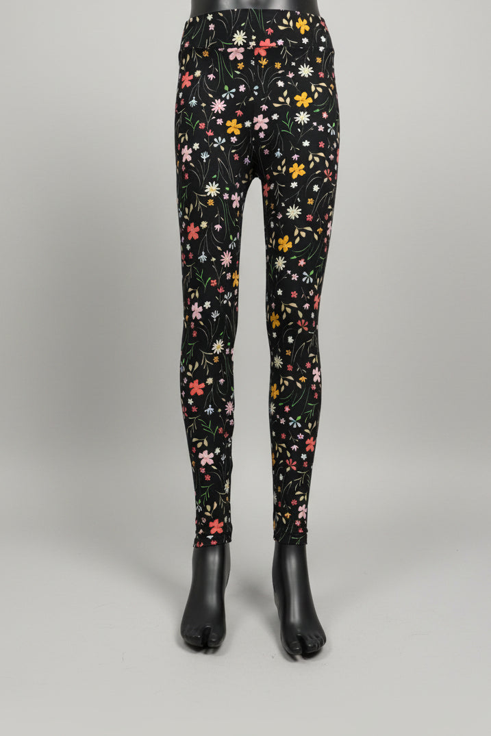 Black flower design soft leggings
