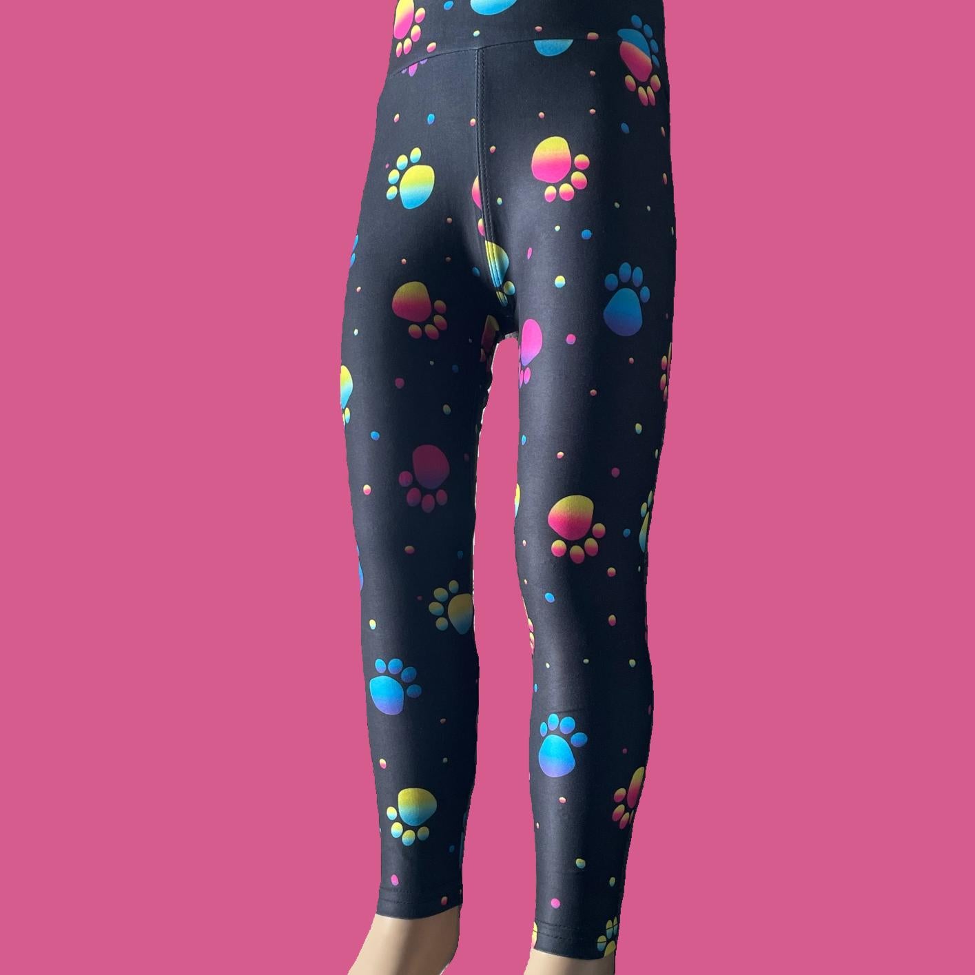 Black paws design full length leggings