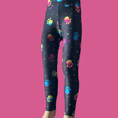 Black paws design full length leggings