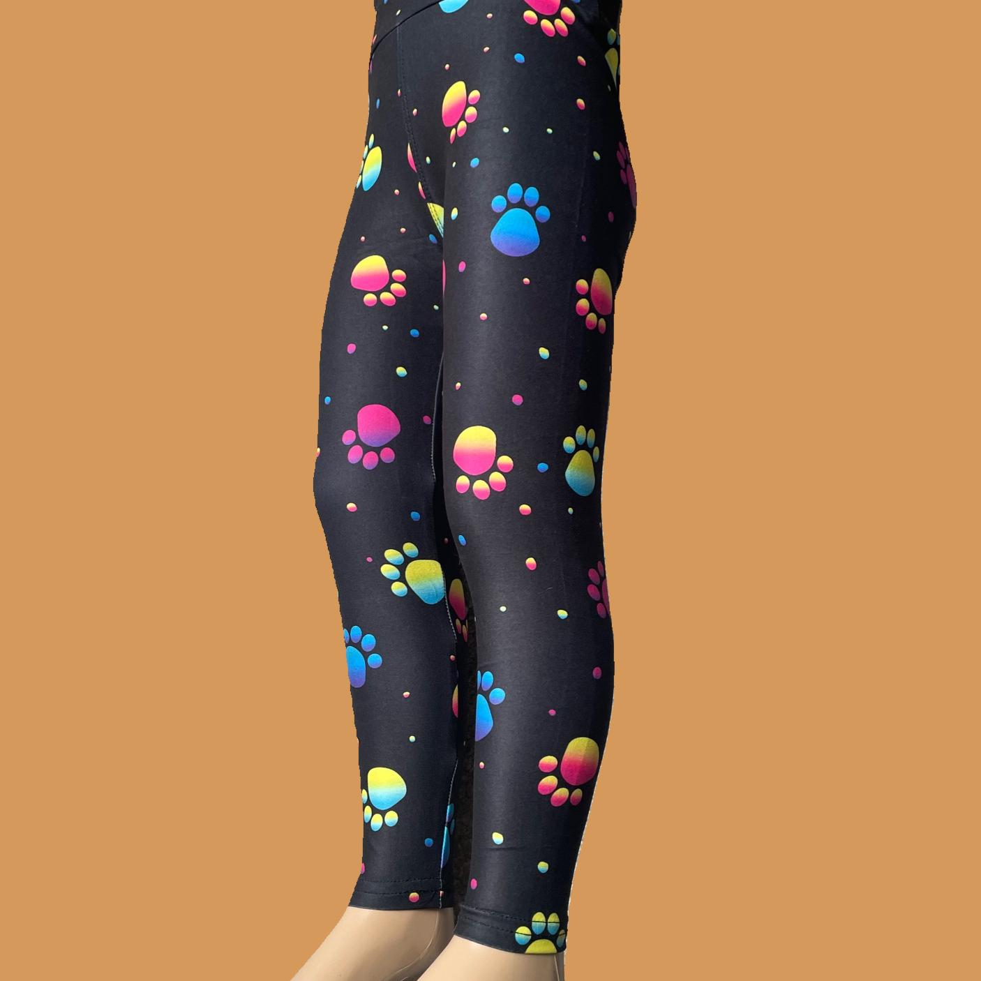 Black paws design full length leggings