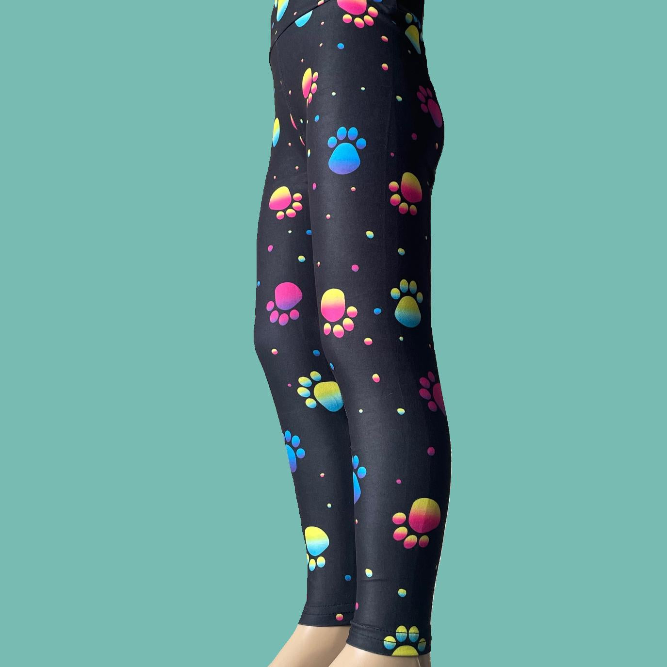 Black paws design full length leggings