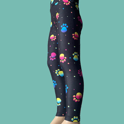 Black paws design full length leggings