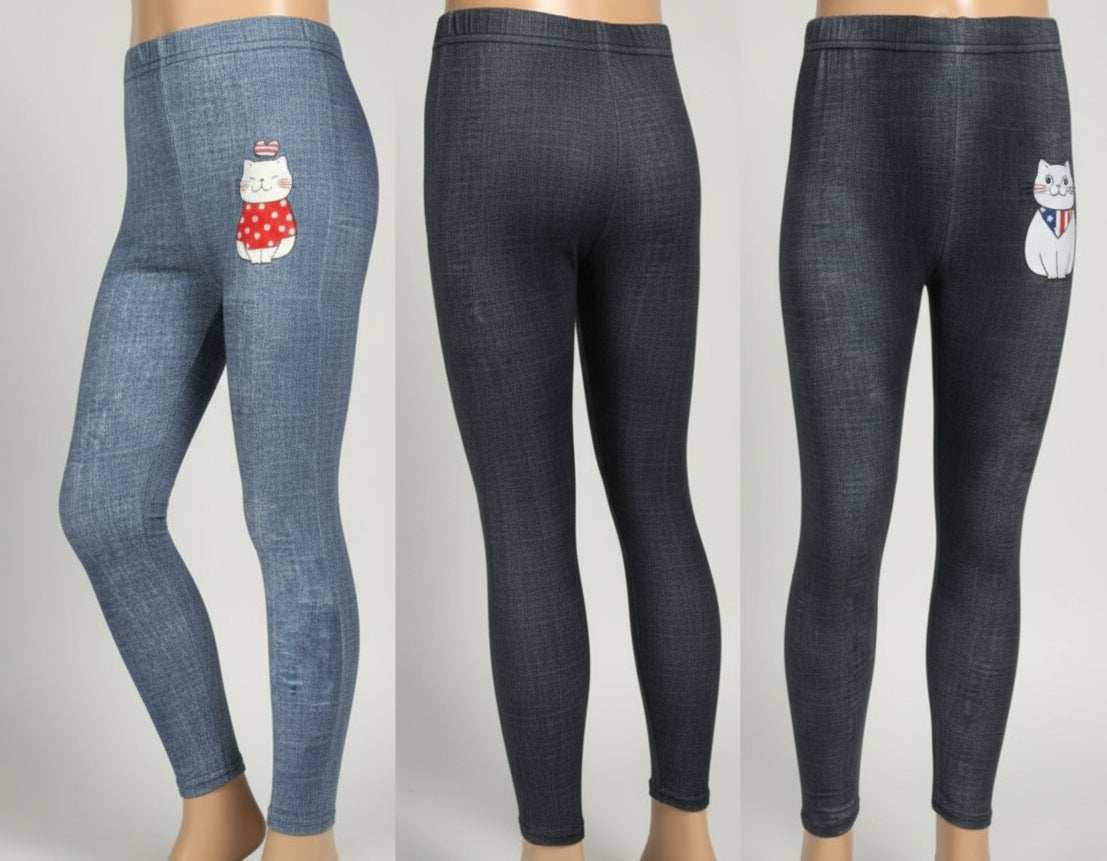 Cat design jegging look leggings