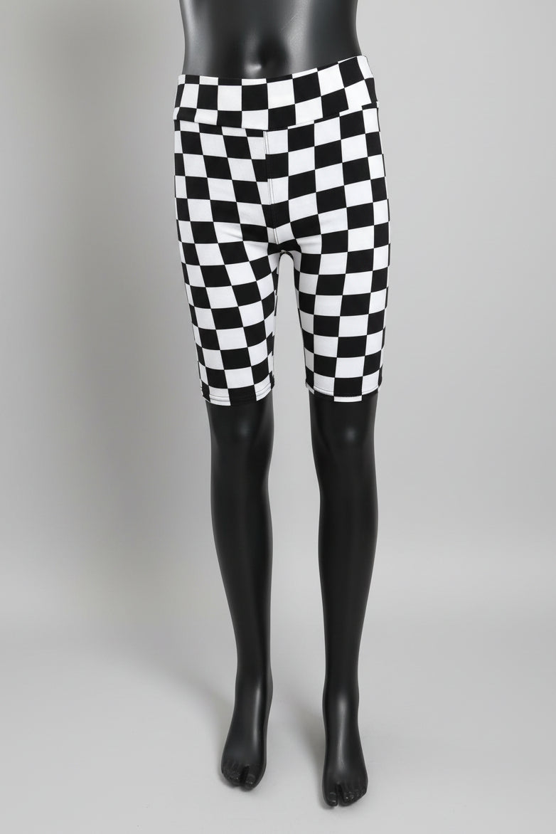 Chequered flag design soft touch shorts