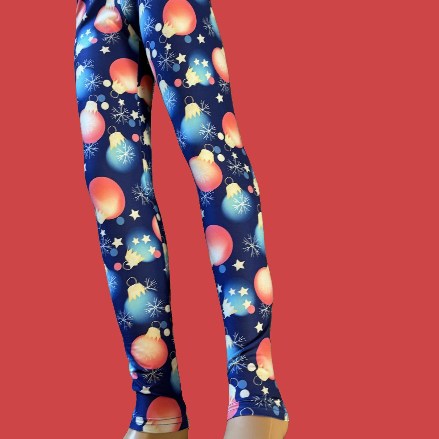 Christmas Baubles design full length stretch leggings