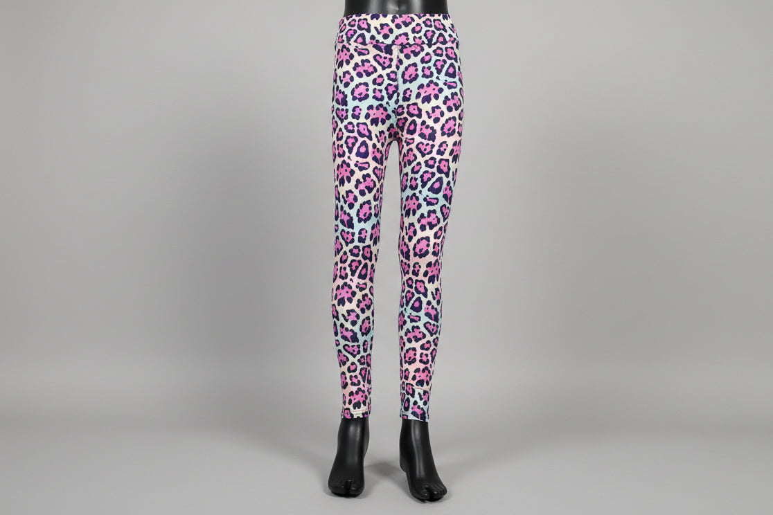 Vibrant colourful leopard print leggings, full length