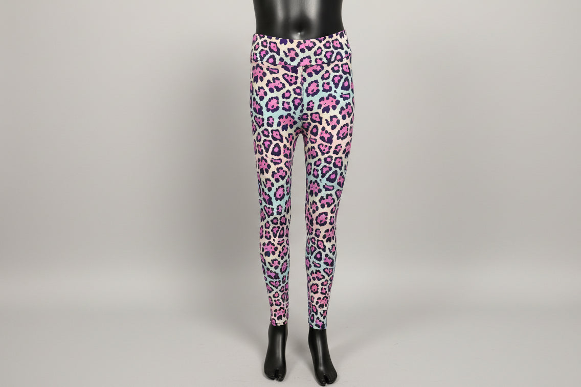 Vibrant colourful leopard print leggings, full length