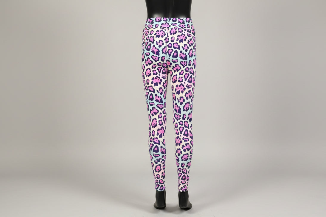 Vibrant colourful leopard print leggings, full length