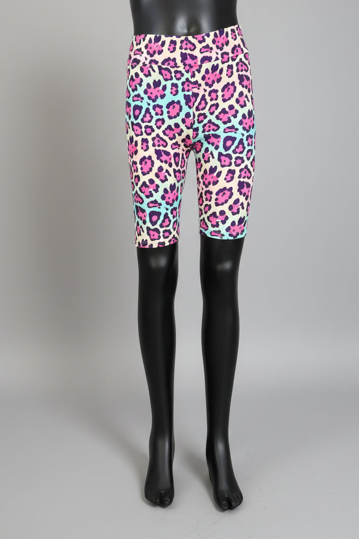 Colourful leopard design soft touch shorts