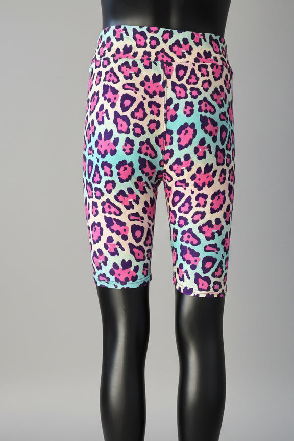 Colourful leopard design soft touch shorts