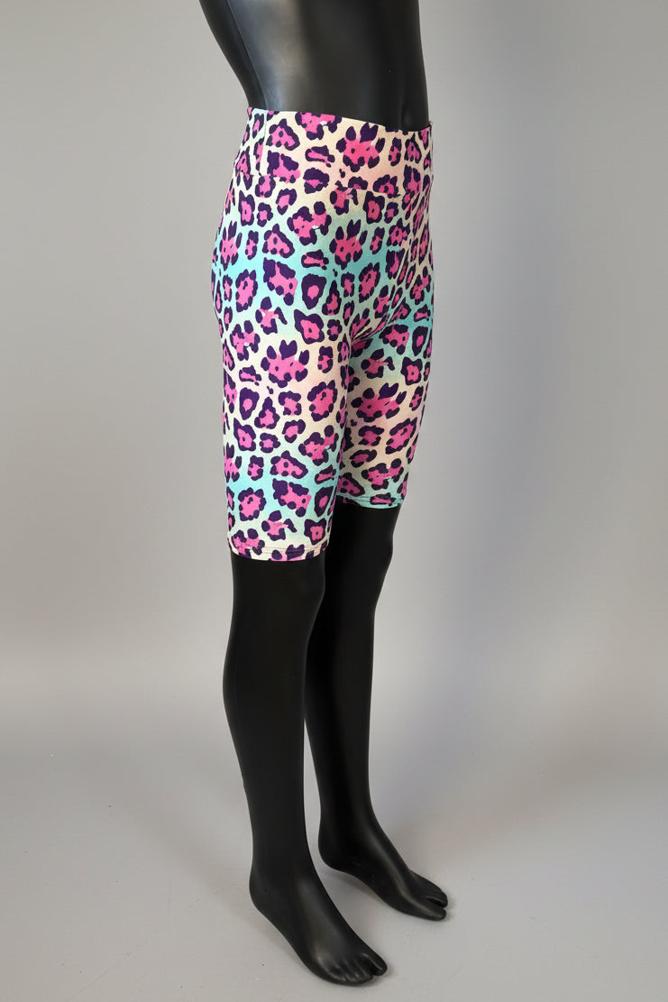 Colourful leopard design soft touch shorts