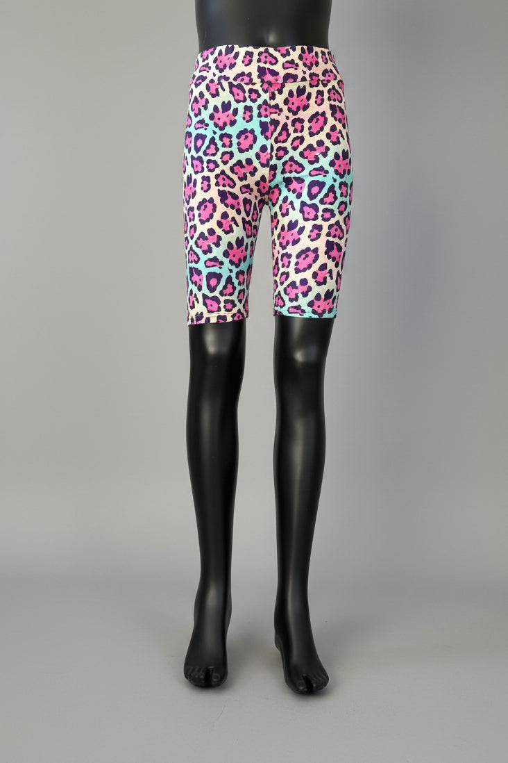Colourful leopard design soft touch shorts