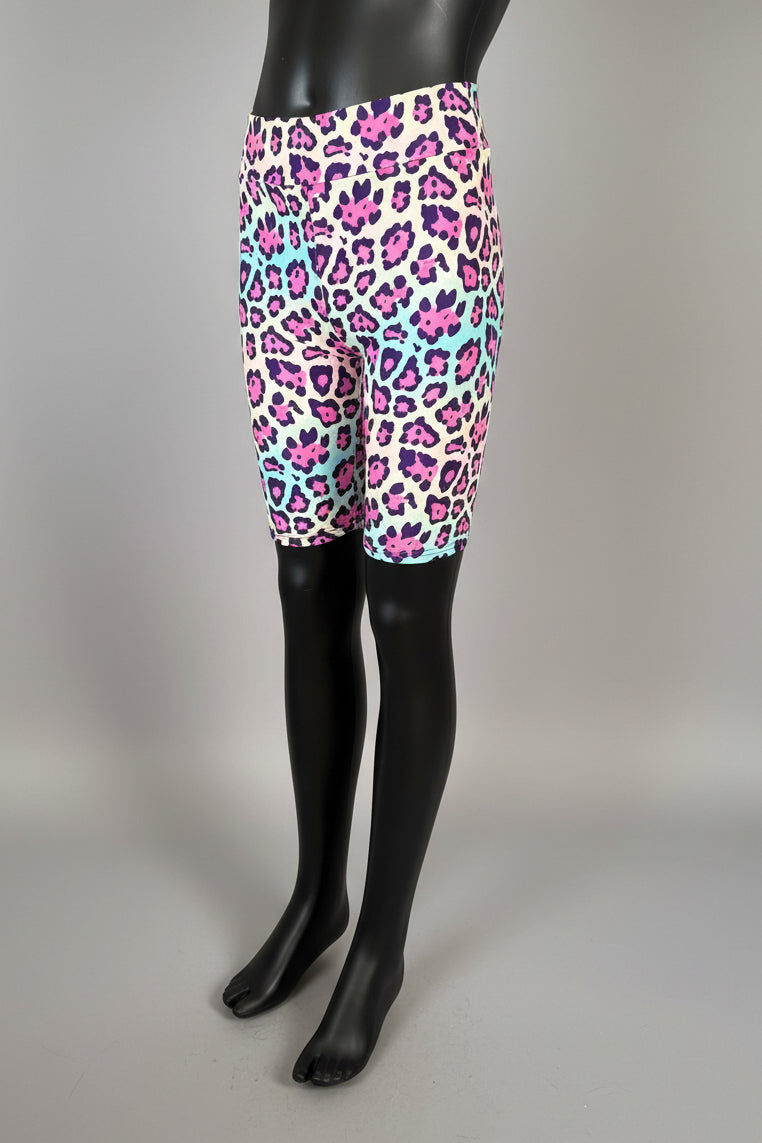 Colourful leopard design soft touch shorts
