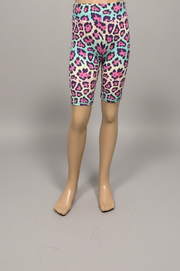 Colourful leopard design soft touch shorts