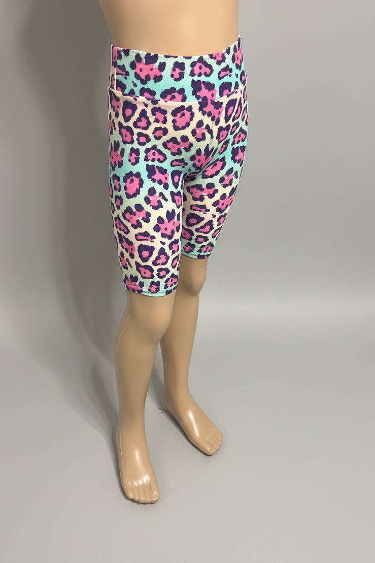 Colourful leopard design soft touch shorts