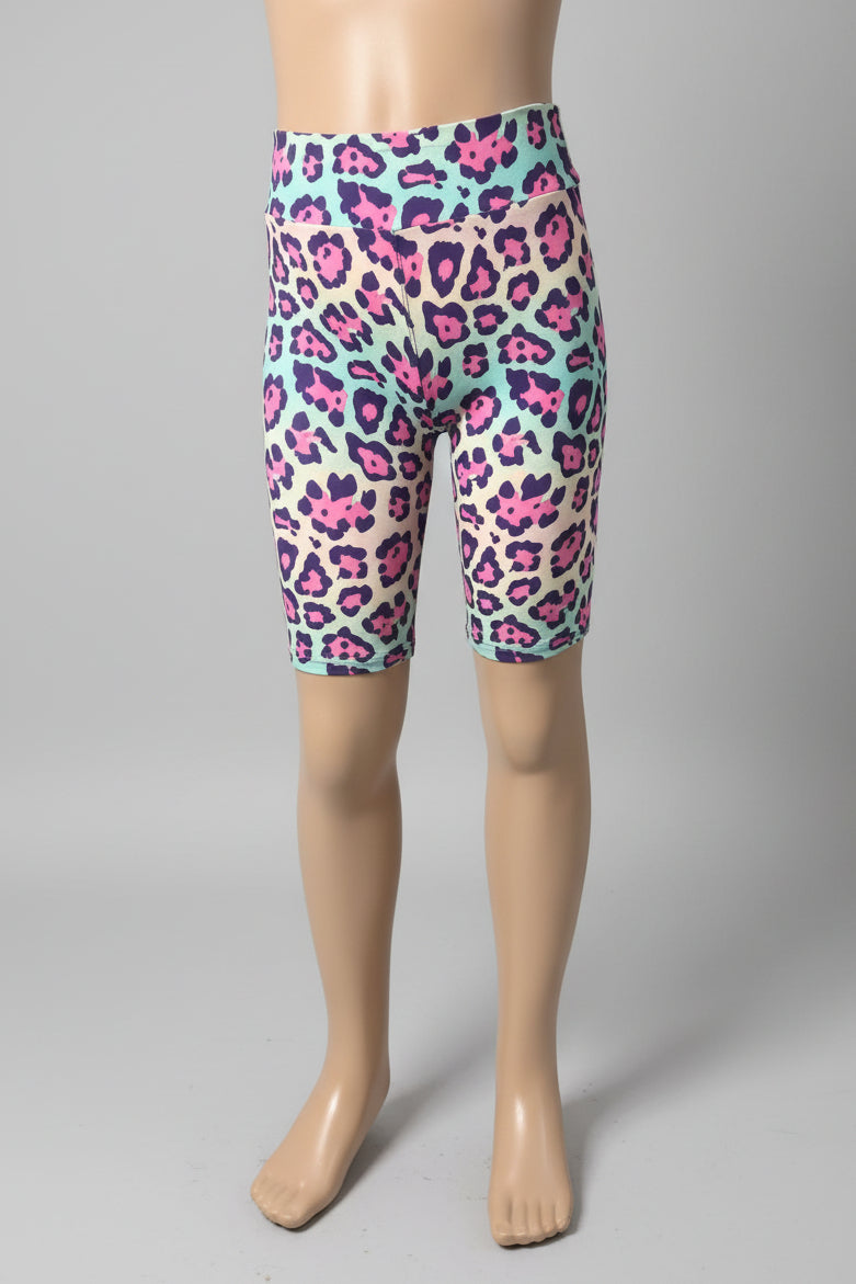 Colourful leopard design soft touch shorts