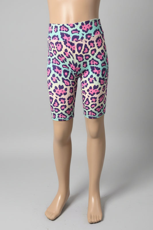 Colourful leopard design soft touch shorts