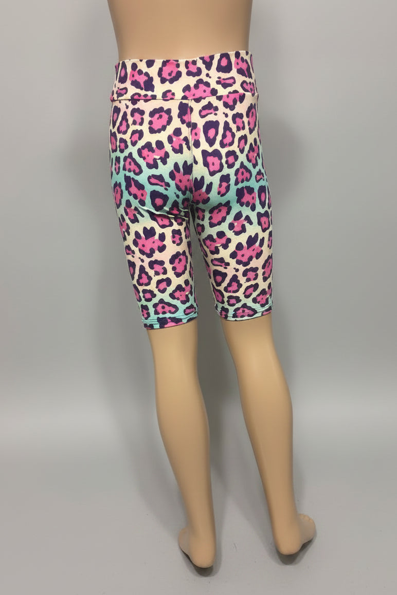 Colourful leopard design soft touch shorts