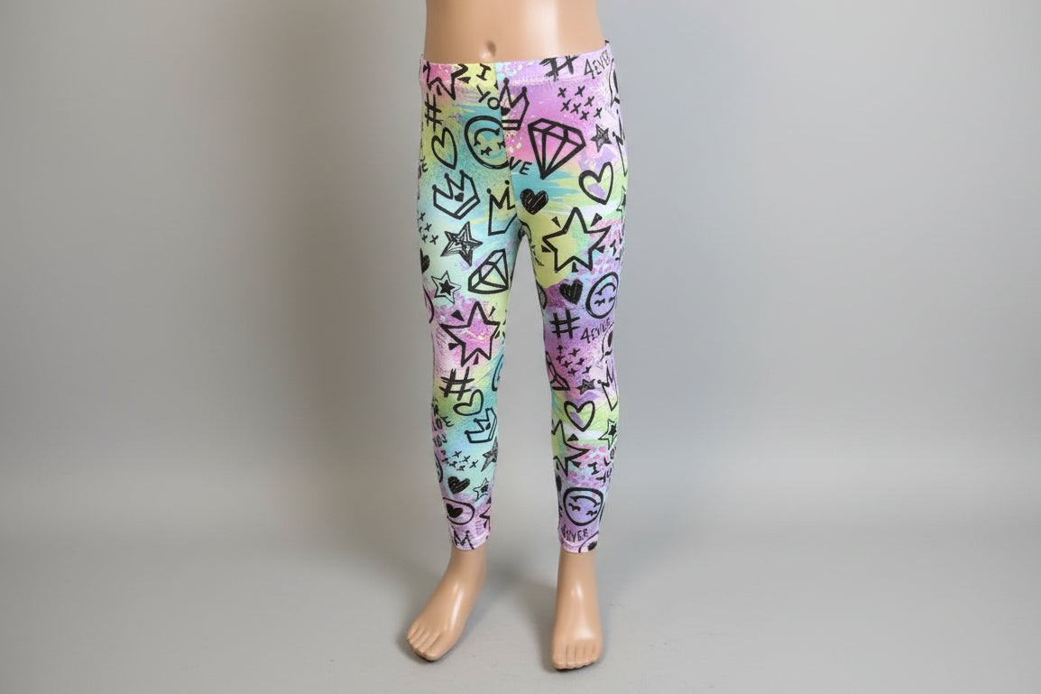 Cool scrawl design full length leggings