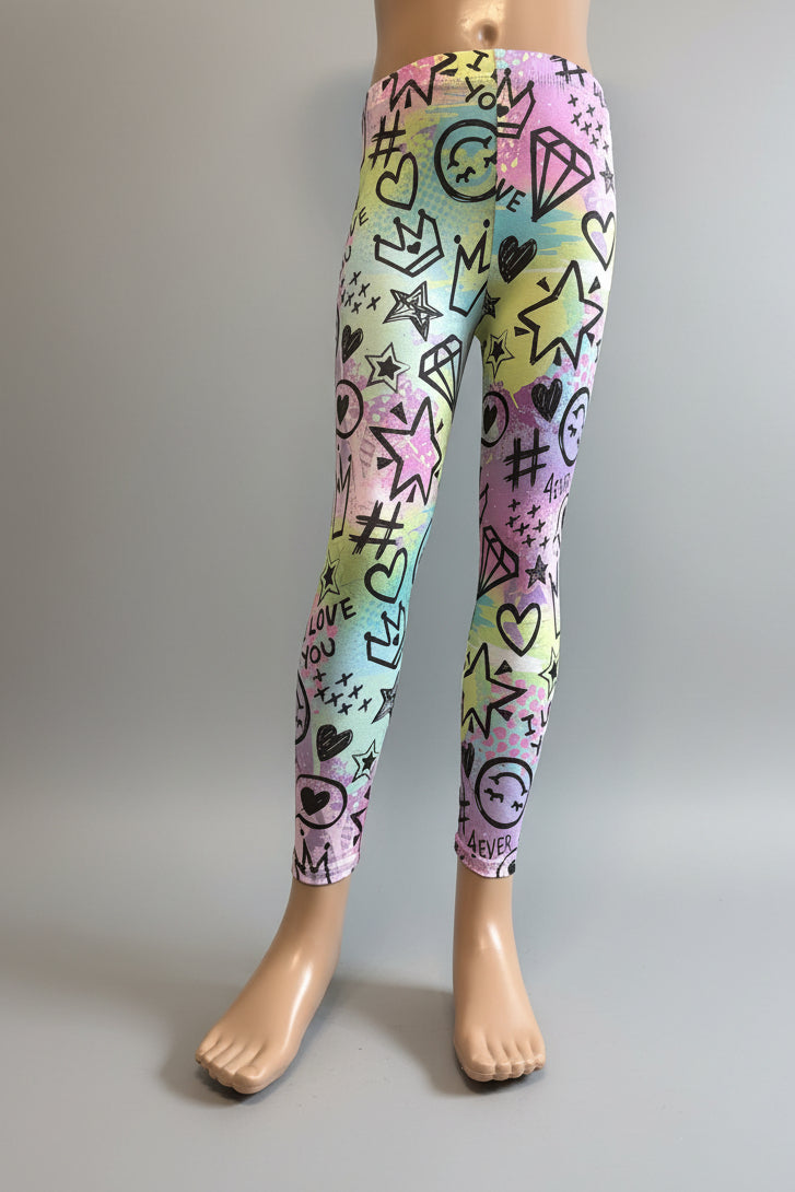 Cool scrawl design full length leggings