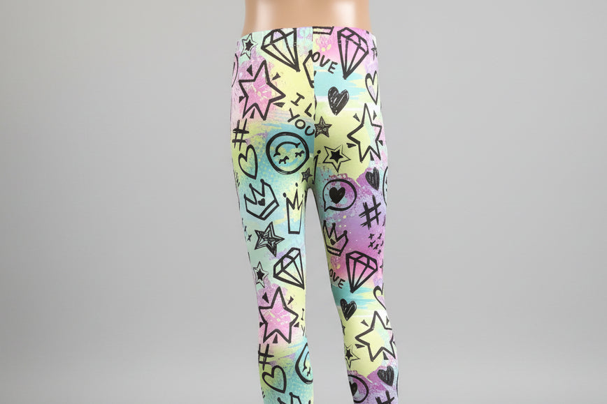 Cool scrawl design full length leggings