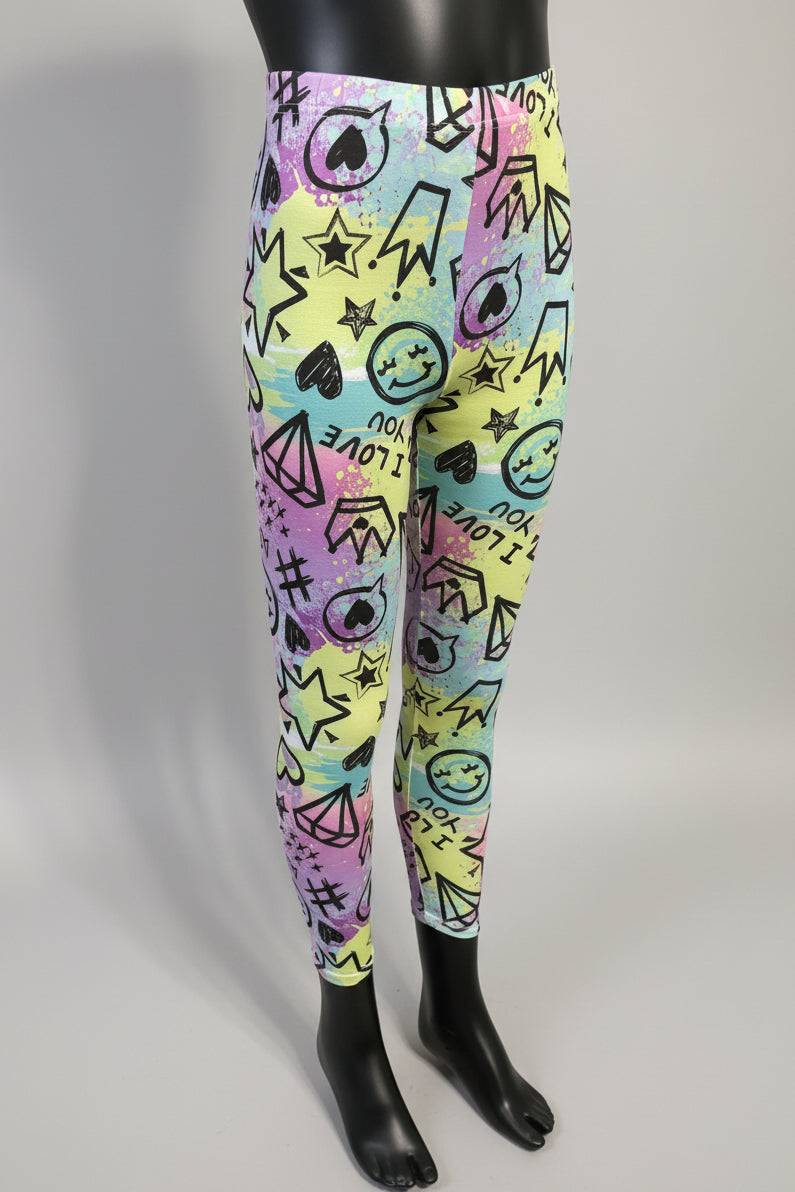 Cool scrawl design full length leggings
