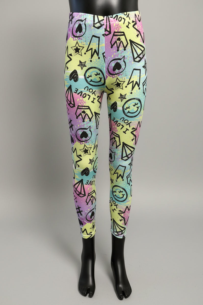 Cool scrawl design full length leggings
