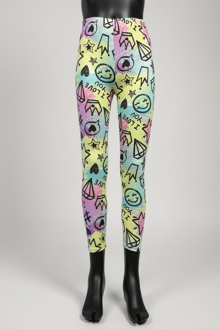 Cool scrawl design full length leggings