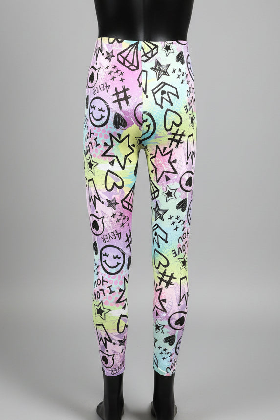 Cool scrawl design full length leggings