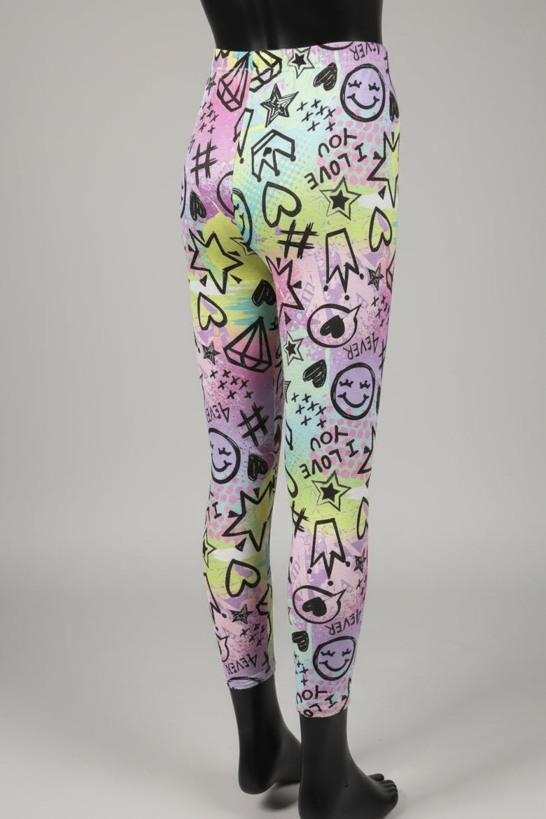 Cool scrawl design full length leggings