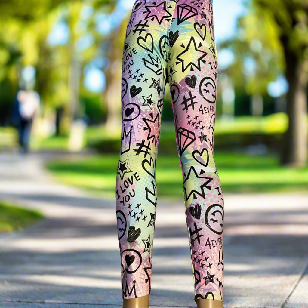 Cool scrawl design full length leggings