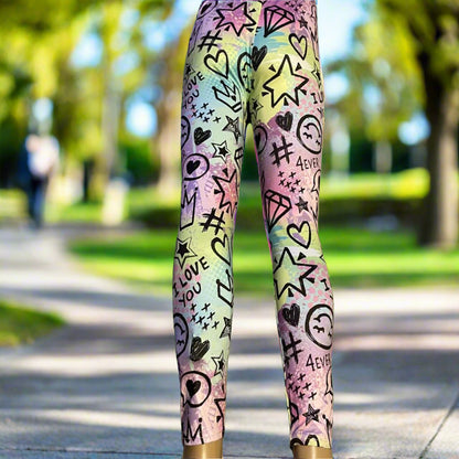 Cool scrawl design full length leggings