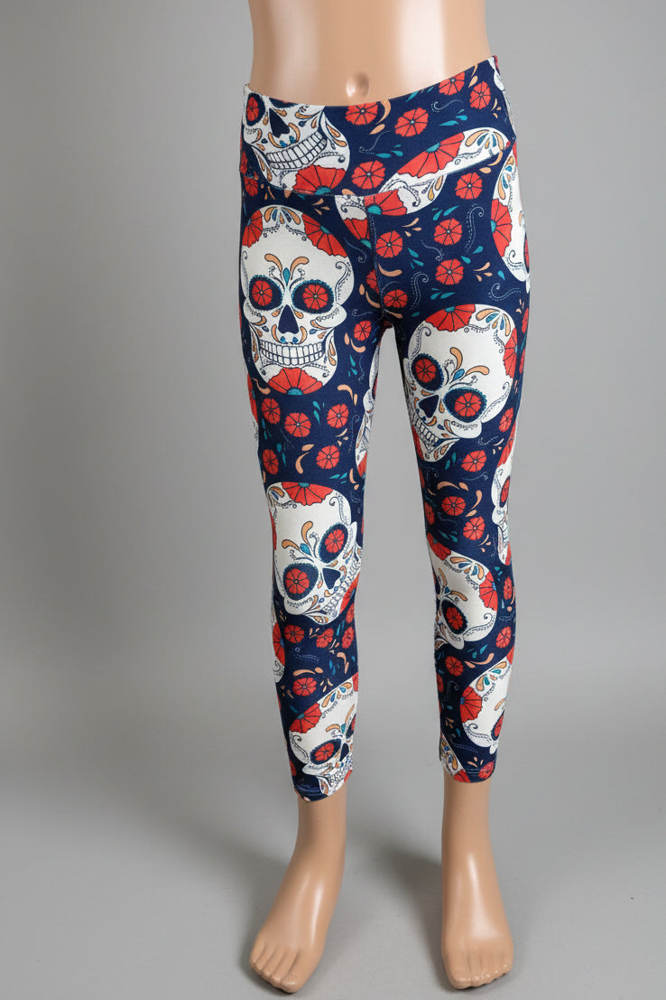 Flower Skulls soft touch leggings