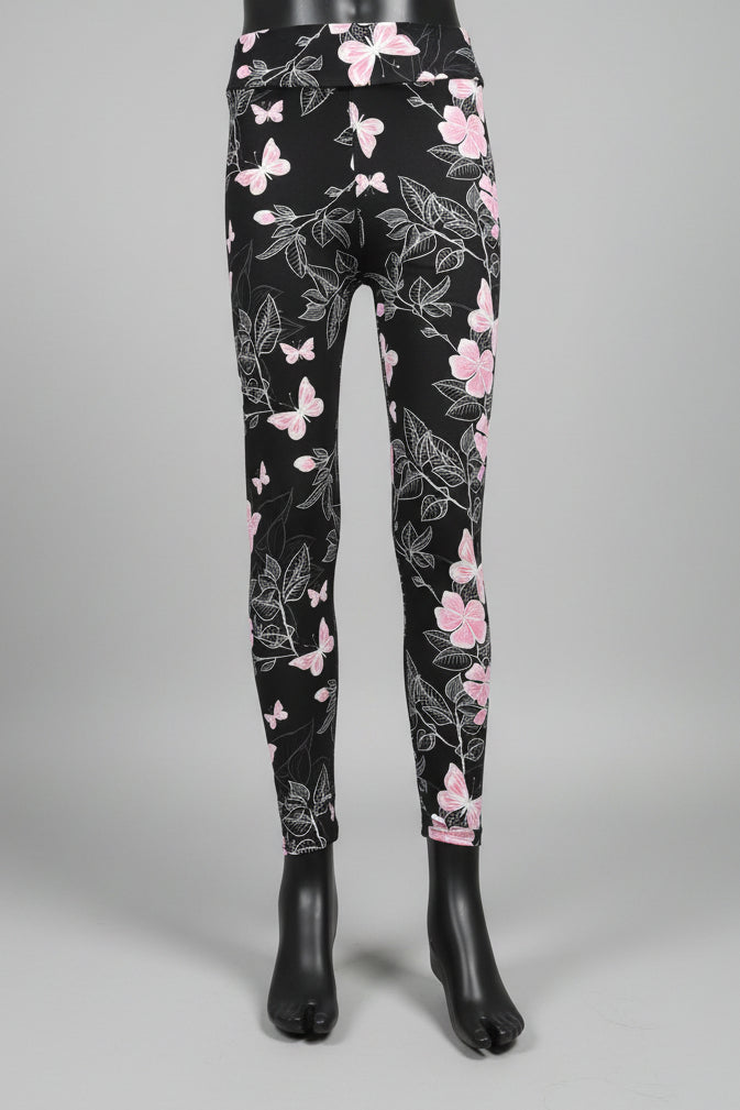 Flower & butterfly patterned leggings