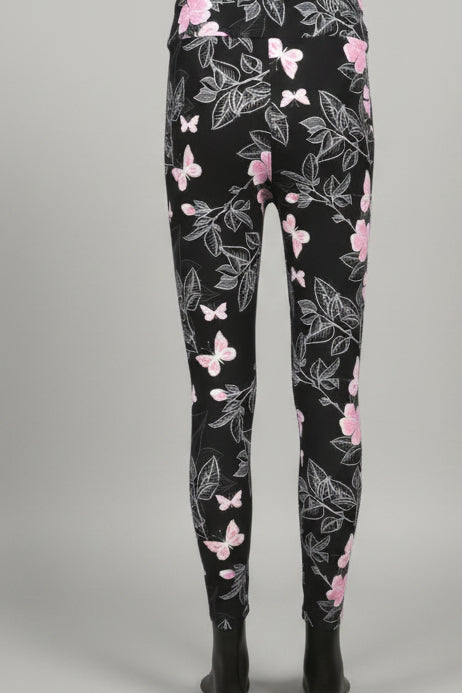 Flower & butterfly patterned leggings