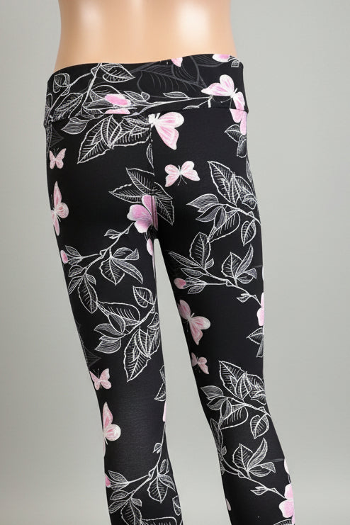 Flower & butterfly patterned leggings