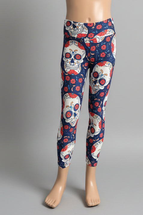 Flower Skulls soft touch leggings