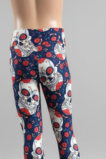 Flower Skulls soft touch leggings