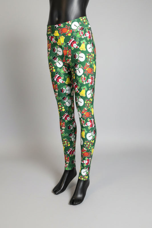 Green Christmas themed soft touch leggings