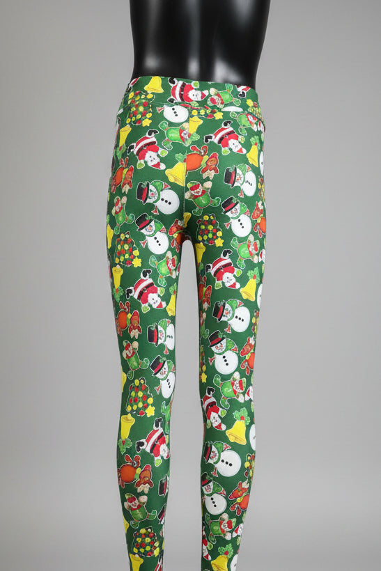 Green Christmas themed soft touch leggings