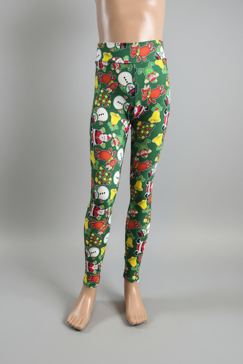 Green Christmas themed soft touch leggings