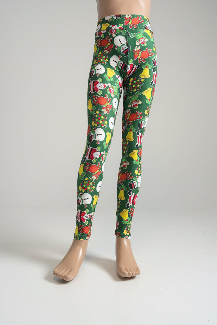 Green Christmas themed soft touch leggings