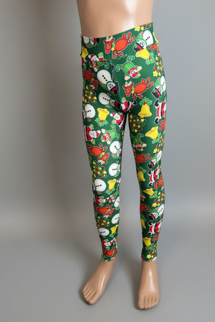 Green Christmas themed soft touch leggings