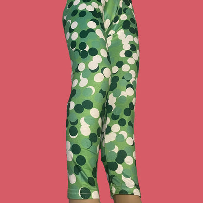 Girls green dot design full length leggings