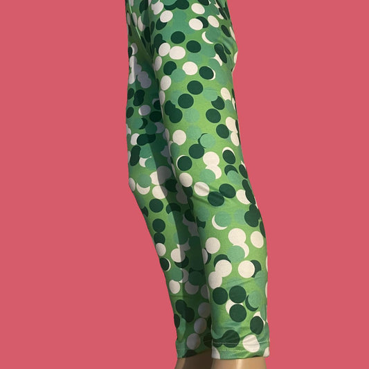 Girls green dot design full length leggings