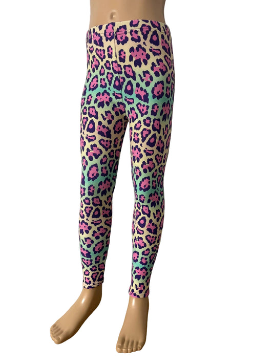 Bright leopard print fleece-lined leggings
