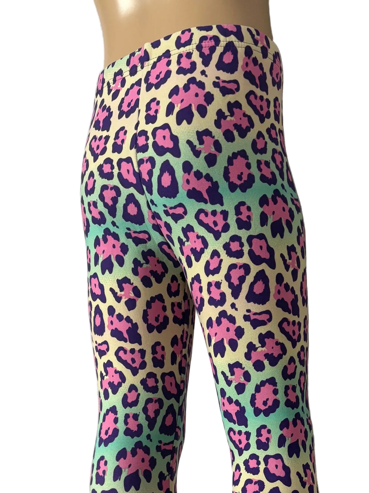 Bright leopard print fleece-lined leggings