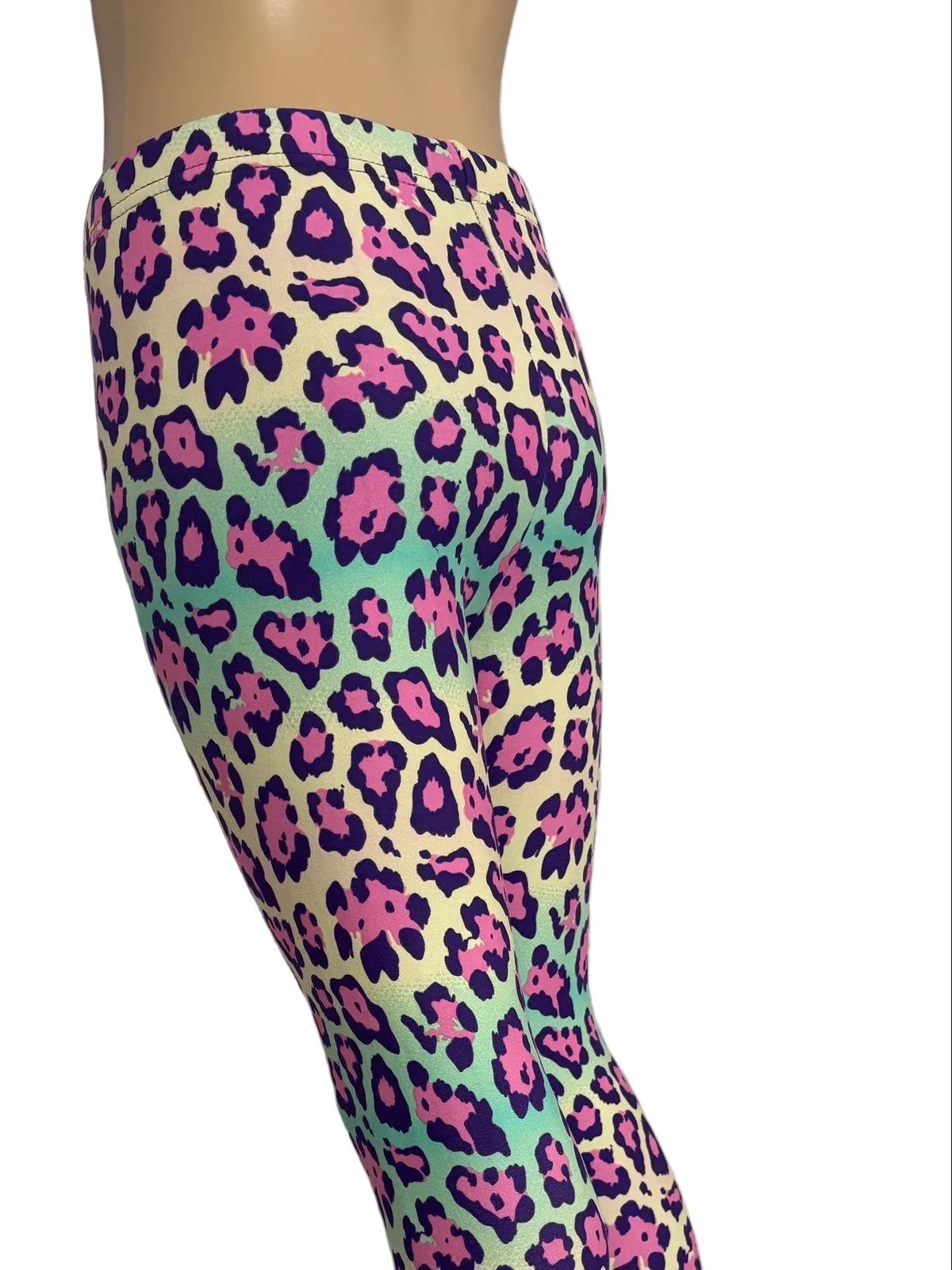 Bright leopard print fleece-lined leggings