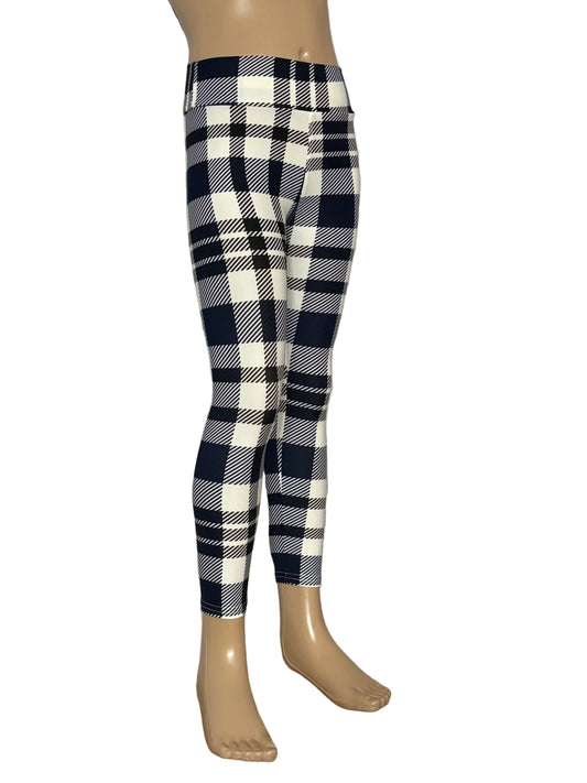 Girls full length, soft, stretchy, plaid leggings